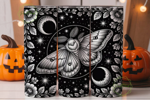 Mystical Moth Moon 20oz Tumbler Wrap Sublimation PixelChick 