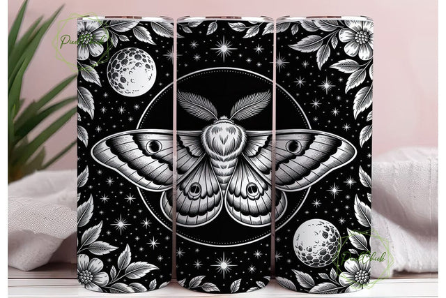 Mystical Moth Moon 20oz Tumbler Wrap Sublimation PixelChick 