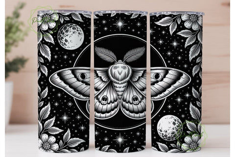 Mystical Moth Moon 20oz Tumbler Wrap Sublimation PixelChick 