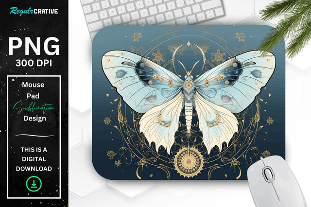 Mystical Moth Mouse pad Sublimation Regulrcrative 