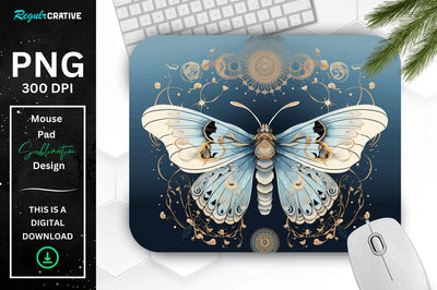 Mystical Moth Mouse pad Sublimation Regulrcrative 
