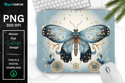 Mystical Moth Mouse pad Sublimation Regulrcrative 
