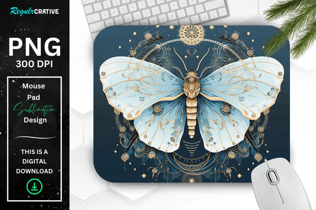 Mystical Moth Mouse pad Sublimation Regulrcrative 