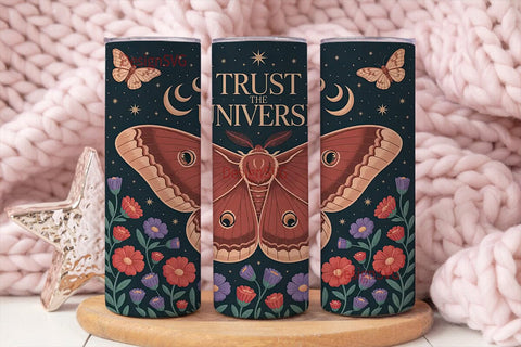 Mystical Moth Tumbler Wrap PNG Sublimation DesignSVG 