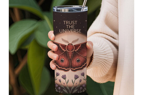 Mystical Moth Tumbler Wrap PNG Sublimation DesignSVG 