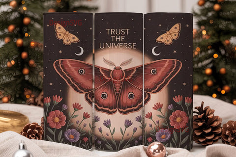 Mystical Moth Tumbler Wrap PNG Sublimation DesignSVG 