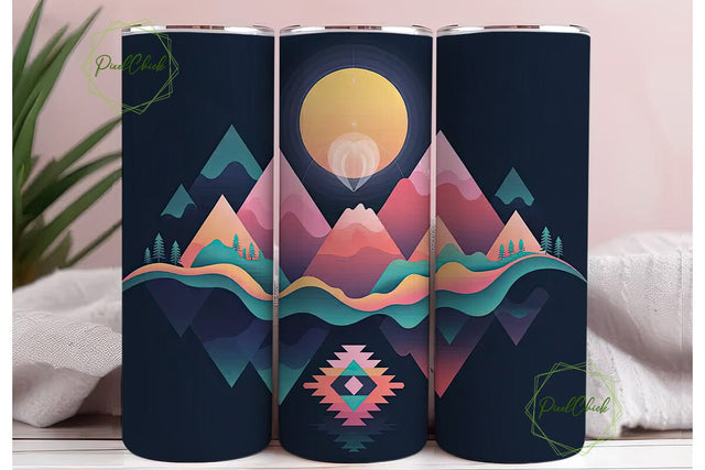 Mystical Mountain Sunset 20oz Tumbler Sublimation PixelChick 