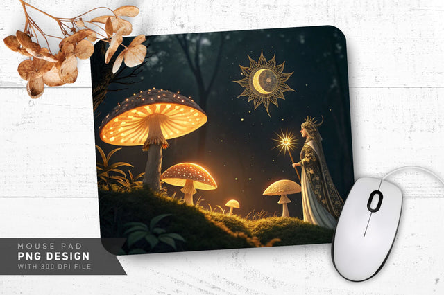 Mystical Mushroom Glow Mousepad Sublimation Regulrcrative 