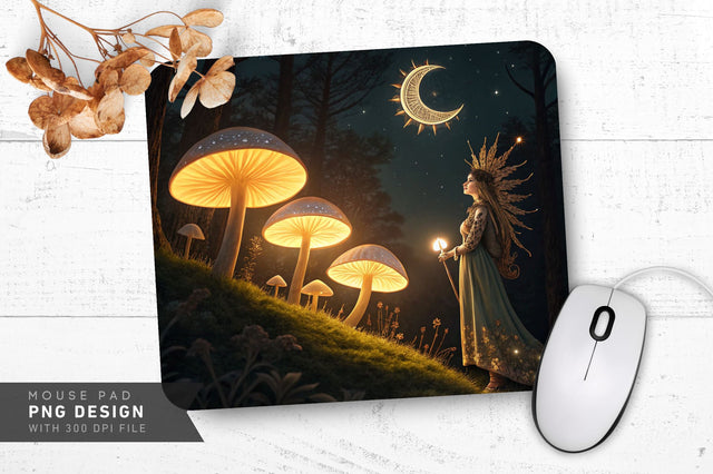 Mystical Mushroom Glow Mousepad Sublimation Regulrcrative 