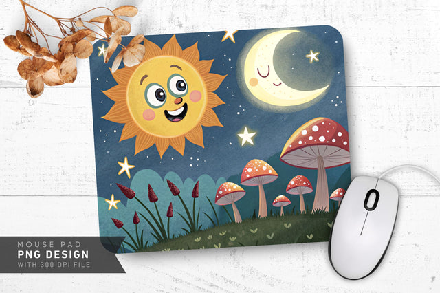 Mystical Mushroom Scene Mousepad Design Sublimation Regulrcrative 