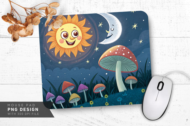 Mystical Mushroom Scene Mousepad Sublimation Regulrcrative 