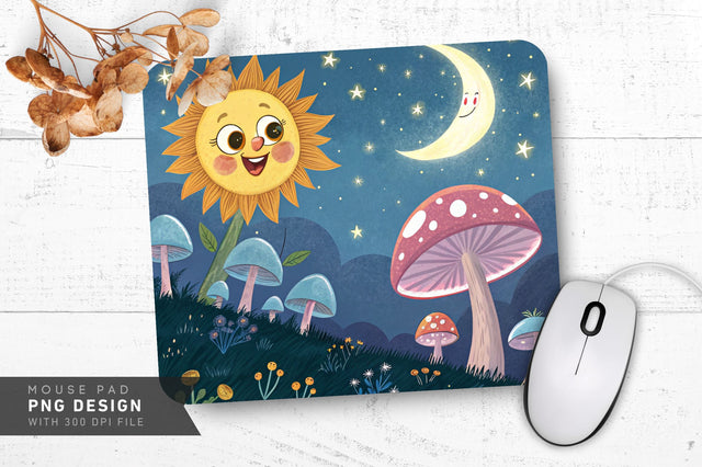 Mystical Mushroom Scene Mousepad Sublimation Regulrcrative 