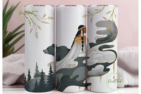 Mystical Native Woman Tumbler Wrap Sublimation PixelChick 