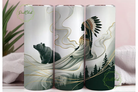 Mystical Native Woman Tumbler Wrap Sublimation PixelChick 