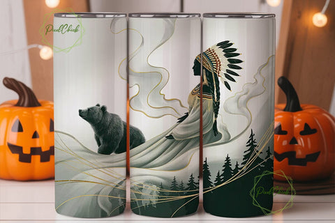 Mystical Native Woman Tumbler Wrap Sublimation PixelChick 