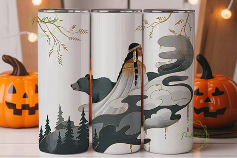 Mystical Native Woman Tumbler Wrap Sublimation PixelChick 