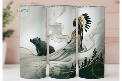 Mystical Native Woman Tumbler Wrap Sublimation PixelChick 