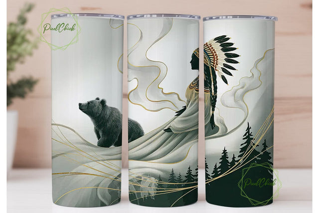 Mystical Native Woman Tumbler Wrap Sublimation PixelChick 