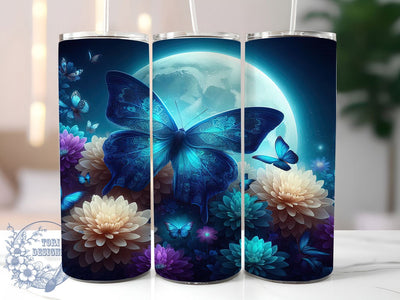 Mystical Night Butterfly 20oz Tumbler, Dark Theme Cup Wrap, Artistic Butterfly Design, Sublimation Tumbler Wrap, 20Oz Tumbler Design, Elegant Night Cup, Mystical Butterfly Wrap Sublimation ToriDesigns 