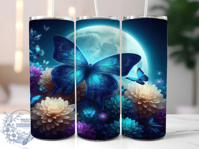 Mystical Night Butterfly 20oz Tumbler, Dark Theme Cup Wrap, Artistic Butterfly Design, Sublimation Tumbler Wrap, 20Oz Tumbler Design, Elegant Night Cup, Mystical Butterfly Wrap Sublimation ToriDesigns 