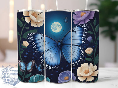 Mystical Night Butterfly 20oz Tumbler, Dark Theme Cup Wrap, Artistic Butterfly Design, Sublimation Tumbler Wrap, 20Oz Tumbler Design, Elegant Night Cup, Mystical Butterfly Wrap Sublimation ToriDesigns 