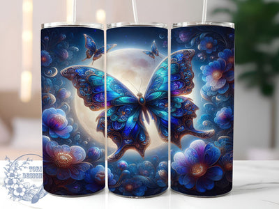 Mystical Night Butterfly 20oz Tumbler, Dark Theme Cup Wrap, Artistic Butterfly Design, Sublimation Tumbler Wrap, 20Oz Tumbler Design, Elegant Night Cup, Mystical Butterfly Wrap Sublimation ToriDesigns 