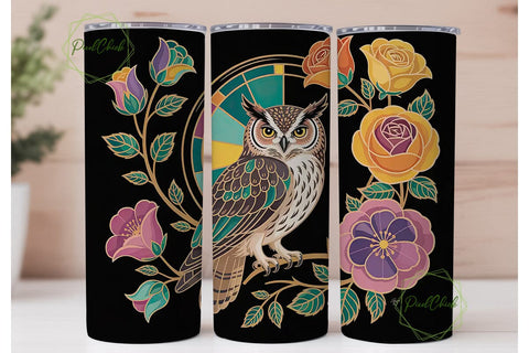 Mystical Owl 20oz Tumbler Wrap Sublimation PixelChick 