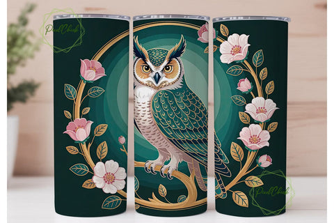 Mystical Owl 20oz Tumbler Wrap Sublimation PixelChick 