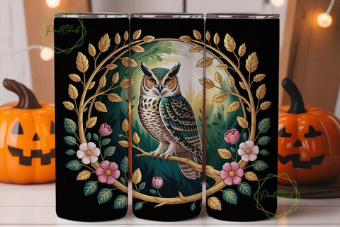 Mystical Owl 20oz Tumbler Wrap Sublimation PixelChick 