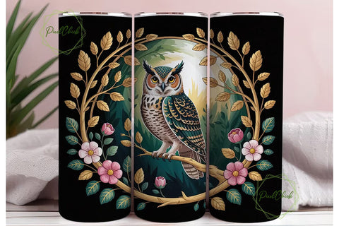 Mystical Owl 20oz Tumbler Wrap Sublimation PixelChick 