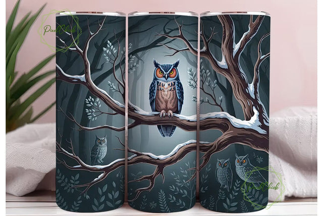 Mystical Owl 20oz Tumbler Wrap Sublimation PixelChick 