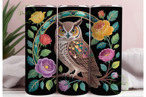 Mystical Owl 20oz Tumbler Wrap Sublimation PixelChick 