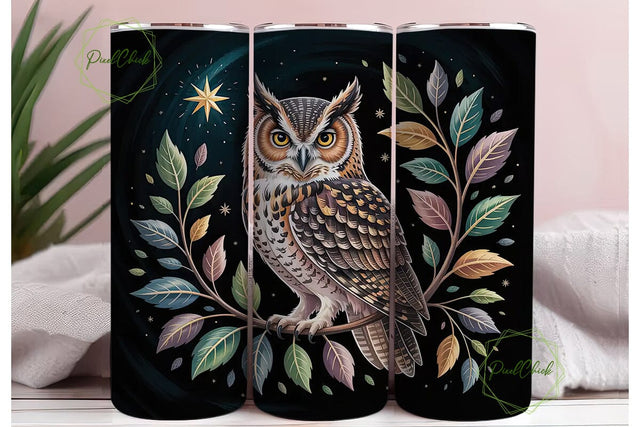 Mystical Owl 20oz Tumbler Wrap Sublimation PixelChick 