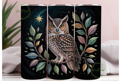 Mystical Owl 20oz Tumbler Wrap Sublimation PixelChick 