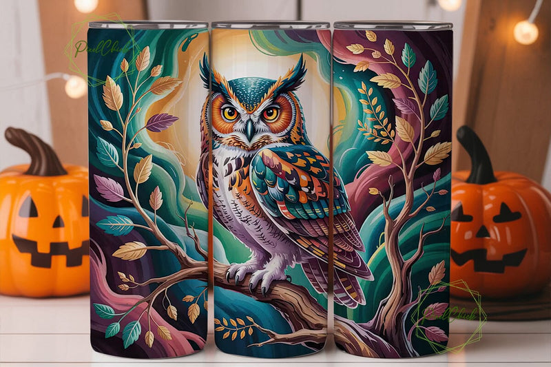 Mystical Owl 20oz Tumbler Wrap Sublimation PixelChick 