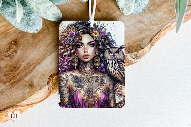 Mystical Owl Air Freshener, Car Freshie Sublimation PNG Sublimation BijouBay 