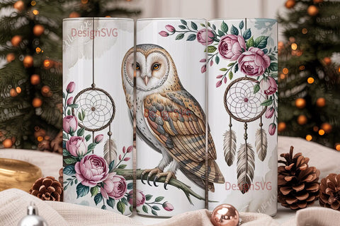 Mystical Owl Dreamcatcher 20oz Tumbler Sublimation DesignSVG 