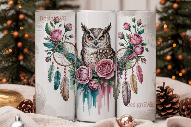 Mystical Owl Dreamcatcher 20oz Tumbler Sublimation DesignSVG 