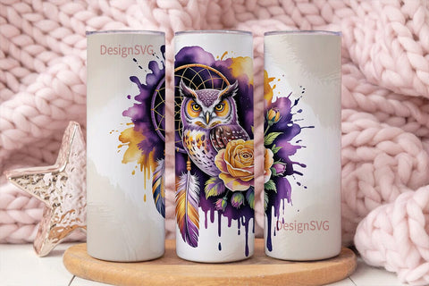Mystical Owl Dreamcatcher 20oz Tumbler Sublimation DesignSVG 