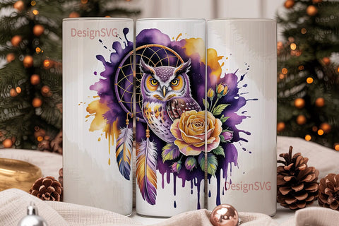 Mystical Owl Dreamcatcher 20oz Tumbler Sublimation DesignSVG 