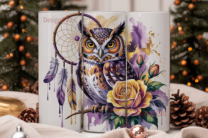 Mystical Owl Dreamcatcher 20oz Tumbler Sublimation DesignSVG 