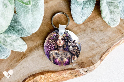 Mystical Owl Keychain Sublimation, Owl Key Ring PNG Sublimation BijouBay 