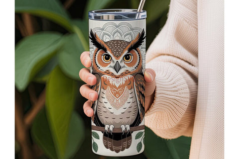 Mystical Owl Mandala 20oz Tumbler Wrap Sublimation DesignSVG 
