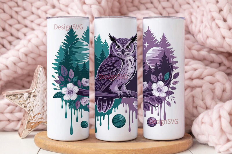Mystical Owl Space 20oz Tumbler Wrap Sublimation DesignSVG 