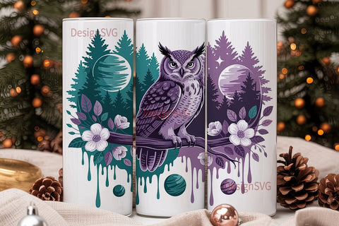 Mystical Owl Space 20oz Tumbler Wrap Sublimation DesignSVG 