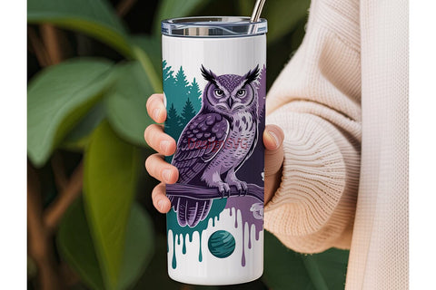 Mystical Owl Space 20oz Tumbler Wrap Sublimation DesignSVG 