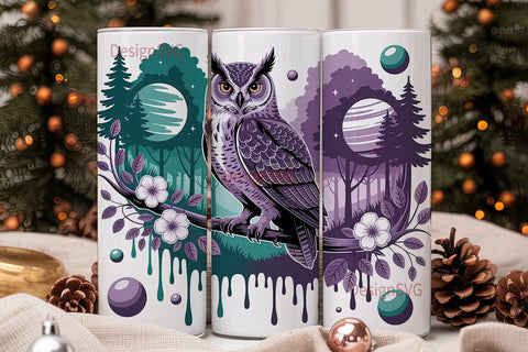 Mystical Owl Space 20oz Tumbler Wrap Sublimation DesignSVG 