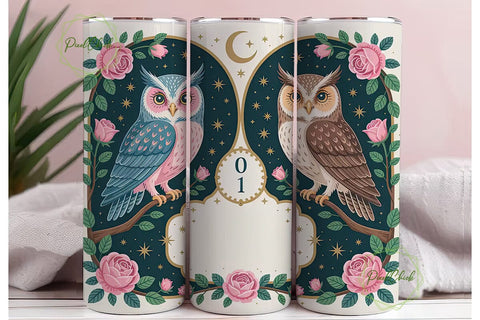 Mystical Owl Tumbler Wrap Sublimation PixelChick 