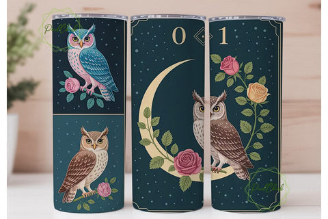 Mystical Owl Tumbler Wrap Sublimation PixelChick 