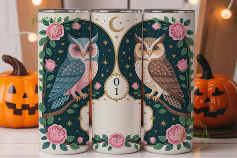 Mystical Owl Tumbler Wrap Sublimation PixelChick 
